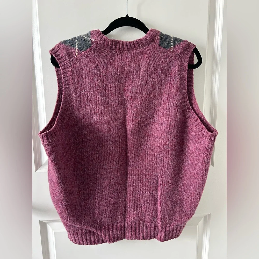 Vintage 100% Wool Argyle Sweater Vest - Picture 4 of 4